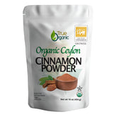True Organic frente del empaque de canela Ceilán mostrando diseño y garantía