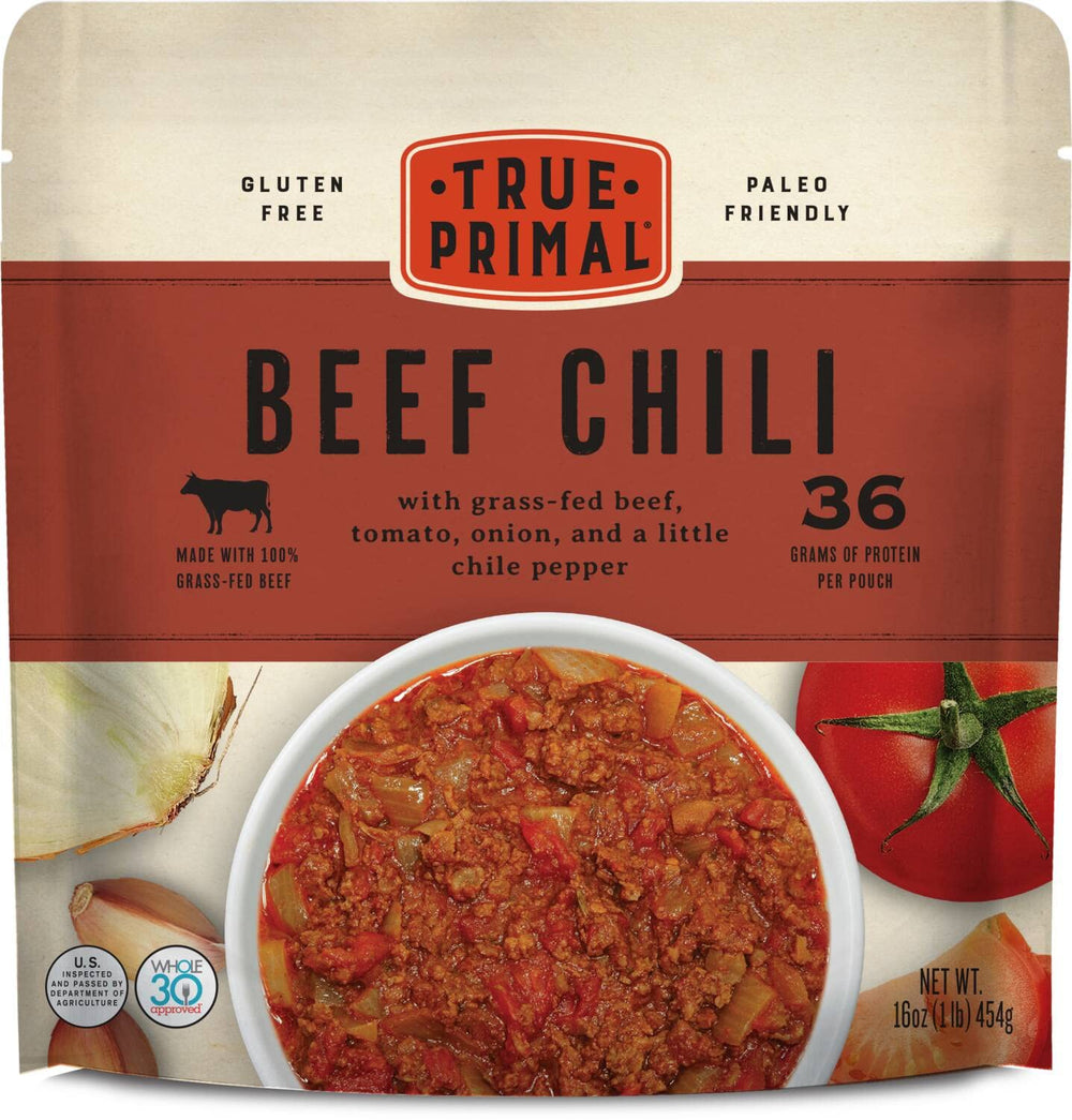 True Primal envase frontal del chili listo para servir y práctico