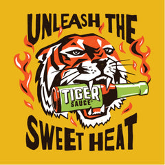 Try Me Tiger Sauce textura de la salsa en cuchara, revela balance dulce y picante