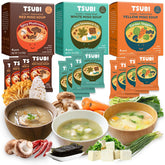 Tsubi Soup pack frontal mostrando caja y variedad, conveniencia inmediata