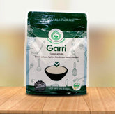 TundeLaniran Foods empaque frontal de Ijebu Garri, presentación limpia y práctica