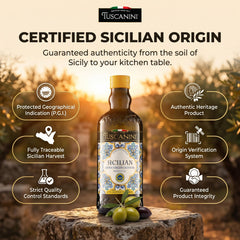 Tuscanini botella de vidrio oscuro con tapón que protege el aceite de la luz
