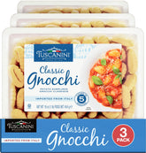 Tuscanini paquete frontal mostrando el gnocchi y ventaja de preparación rápida