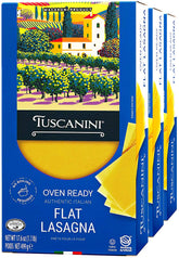 Tuscanini empaque frontal de lasaña listo para hornear, presentación atractiva