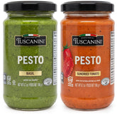 Tuscanini frasco delantero mostrando ambos sabores y atractivo gourmet