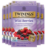 Twinings caja Wild Berries mostrando el frente y beneficios de sabor