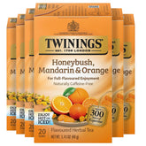 Twinings caja frontal Honeybush Mandarin & Orange mostrando diseño y cantidad de bolsitas