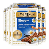Twinings caja frontal mostrando el pack Sleep+ y presentación clara