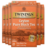 Twinings caja frontal mostrando bolsitas envueltas y marca, conveniencia inmediata