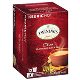Twinings cápsula chai vista frontal mostrando el empaque, sabor consistente