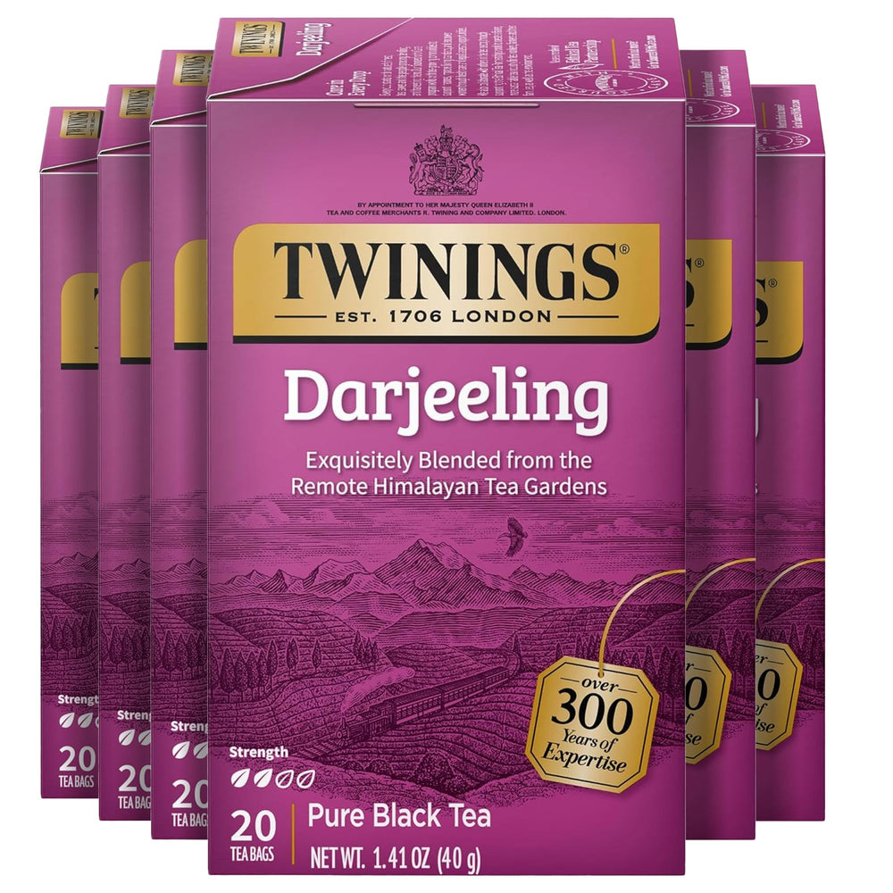 Twinings caja frontal mostrando 20 bolsitas, conveniencia y frescura