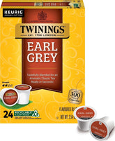 Twinings caja Earl Grey K-Cup vista frontal con 24 cápsulas, preparación rápida