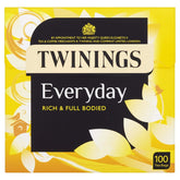 Twinings caja frontal mostrando 80 bolsitas y diseño reciclable para almacenamiento práctico