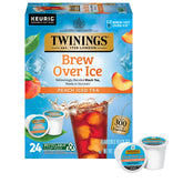 Twinings caja de K-Cups durazno mostrando paquete y cantidad útil
