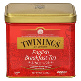 Twinings lata frontal mostrando etiqueta y conservación del aroma