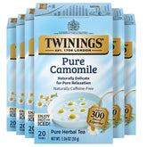 Twinings empaque frontal de manzanilla mostrando cajas y marca, fácil reconocimiento