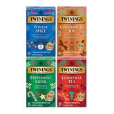 Twinings pack frontal mostrando las cuatro cajas festivas y variedad