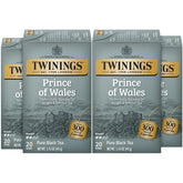 Twinings Prince of Wales paquete frontal mostrando diseño y beneficios clásicos