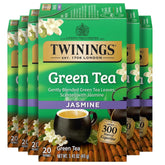 Twinings caja frontal abierta mostrando saquitos, fragancia consistente y práctico