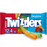 Twizzlers paquete frontal mostrando las seis bolsas y colores vibrantes para compartir