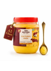 Two Brothers India Farms frasco frontal mostrando etiqueta y pureza