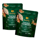 U cacao en polvo paquete frontal mostrando embalaje orgánico y porciones
