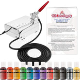 U.S. Cake Supply kit frontal mostrando aerógrafo y compresor para empezar rápido