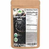 U.S. Wellness Naturals paquete frente, comino negro orgánico y beneficios culinarios