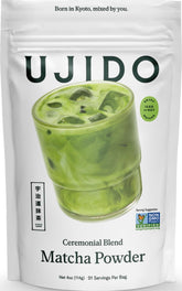 Ujido Matcha Ceremonial frente del envase mostrando presentación y frescura