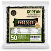 UNHA'S ASIAN SNACK BOX paquete frontal de 50 hojas nori, conserva frescura