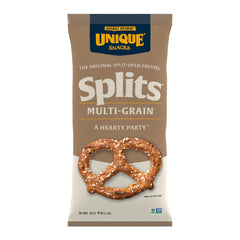 Unique Snacks pretzels pack frontal que muestra el envase y atractivo visual