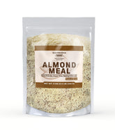 Unpretentious harina de almendra 8 oz frente del paquete muestra tamaño y etiqueta clara