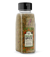 Unpretentious Pickling Spice vista frontal del envase muestra contenido y uso fácil