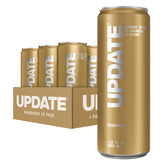 Update lata frontal mandarina mostrando diseño y beneficio energizante limpio