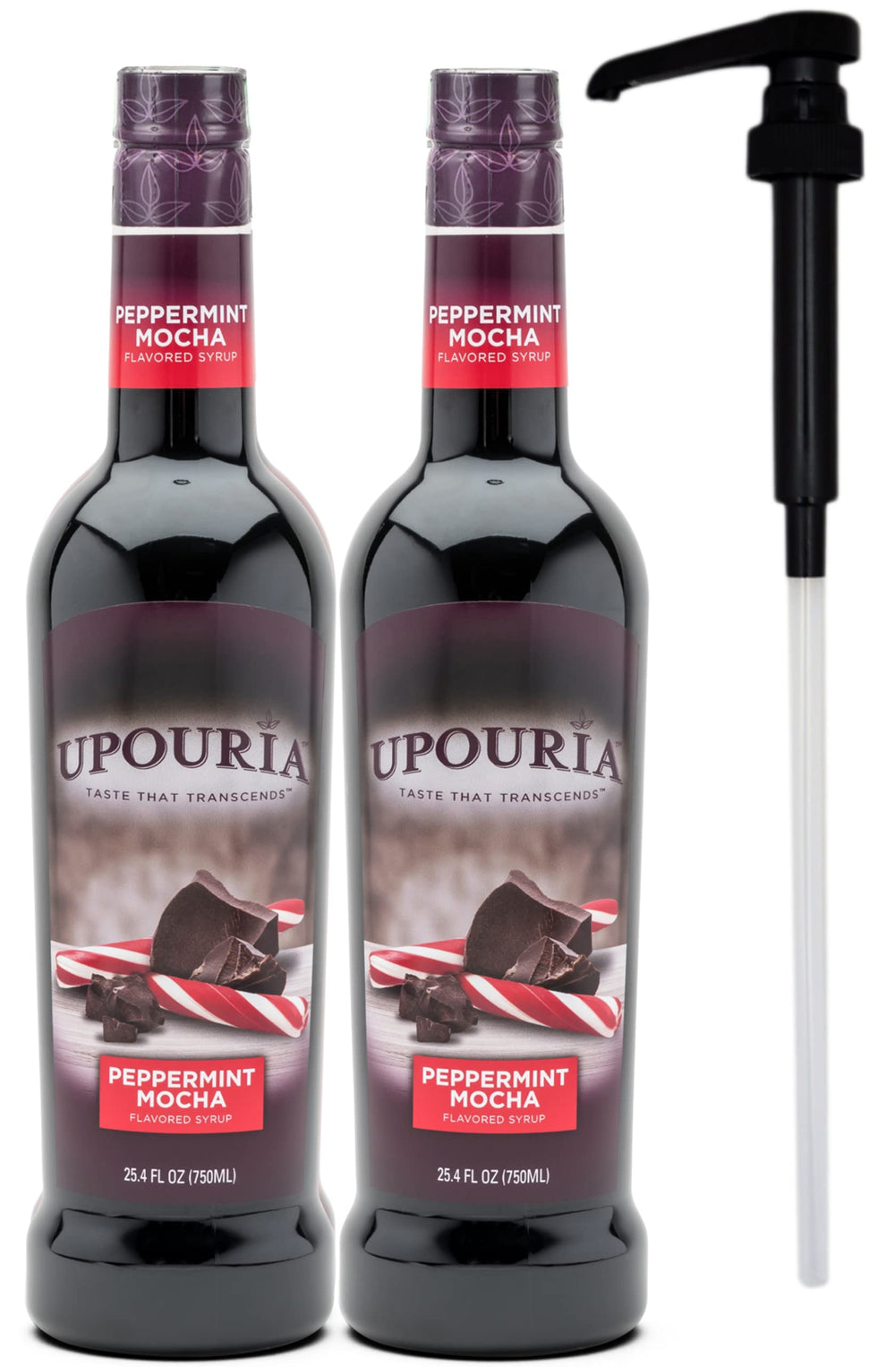 Botella Upouria Peppermint Mocha vista frontal mostrando la marca y el volumen