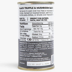 Urbani Truffles detalle de etiqueta con ingredientes y origen italiano visible
