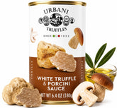 Urbani Truffles frasco frontal con etiqueta gourmet, destaca calidad
