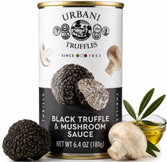Urbani Truffles frasco frontal mostrando la salsa gourmet y diseño atractivo