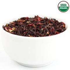 U.S. Wellness Naturals detalle de calyces cortados, hibisco orgánico listo para infusionar