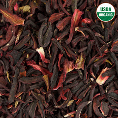 U.S. Wellness Naturals taza con infusión caliente de hibisco color rubí, sabor intenso y vibrante