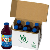 V8 acai frente de botella mostrando diseño y tamaño práctico