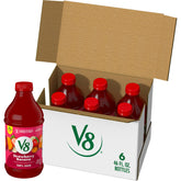 V8 botella frontal mostrando etiqueta y volumen para compra clara