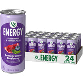 V8 Energy vista frontal de la lata mostrando diseño y sabor