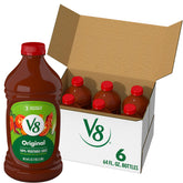 V8 frontal pack de seis botellas mostrando el envase y conveniencia