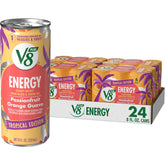 V8 lata frontal pack 24 mostrando diseño y beneficio tropical