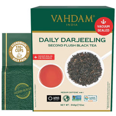 VAHDAM empaque frontal del Darjeeling que protege frescura