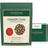 VAHDAM empaque frontal mostrando chai especiado y frescura