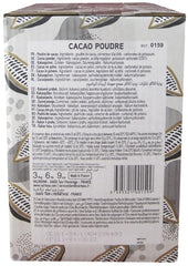 Valrhona primer plano de la textura del cacao en polvo, fácil disolución y mezcla