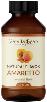 Vanilla Bean Kings botella frontal mostrando extracto amaretto y apariencia premium