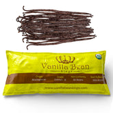 Vanilla Bean Kings paquete frontal mostrando 50 vainas y sello orgánico